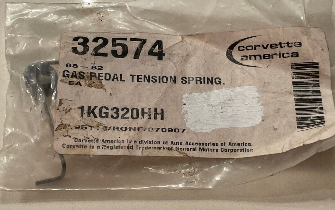 
  
  32574 CORVETTE AMERICA 1968-1982 CORVETTE GAS PEDAL TENSION SPRING NOS NEW
  
