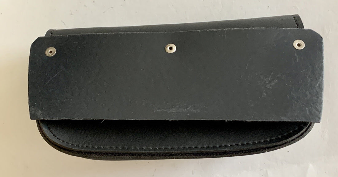 UNIVERSAL MOTORCYCLE BLACK FRONT FORK LEATHER BAG SADDLEBAG LUGGAGE