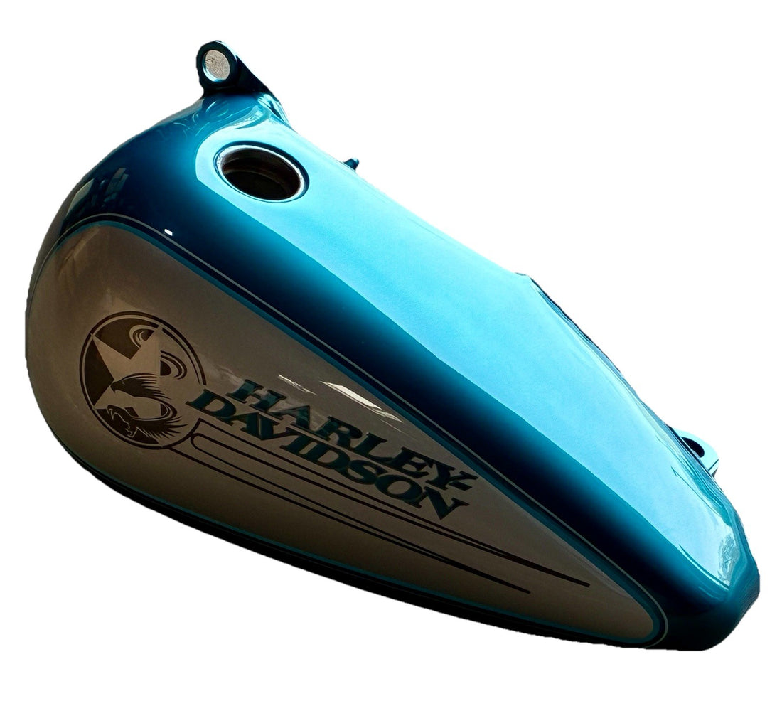 
  
  61618-95ME HARLEY-DAVIDSON SOFTAIL AQUA TEAL SILVER LEFT SIDE GAS TANK OEM
  

