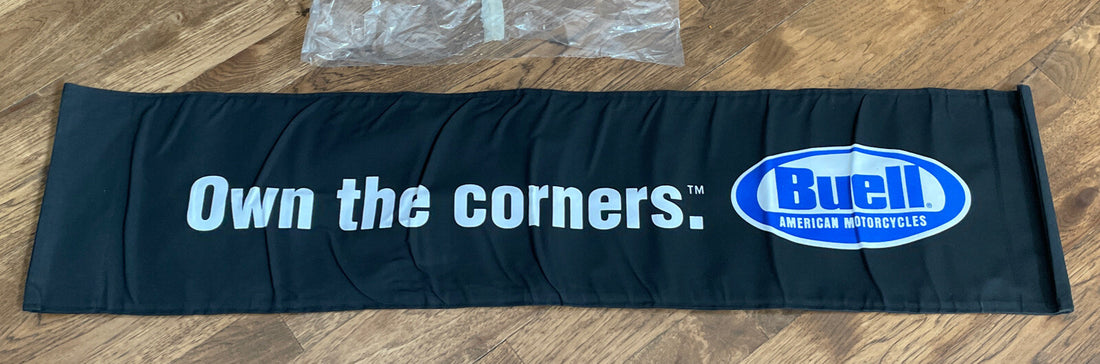 
  
  BUELL PROMOTION BANNER FLAG OWN THE CORNERS FOR HARLEY BUELL DEALERS NEW
  
