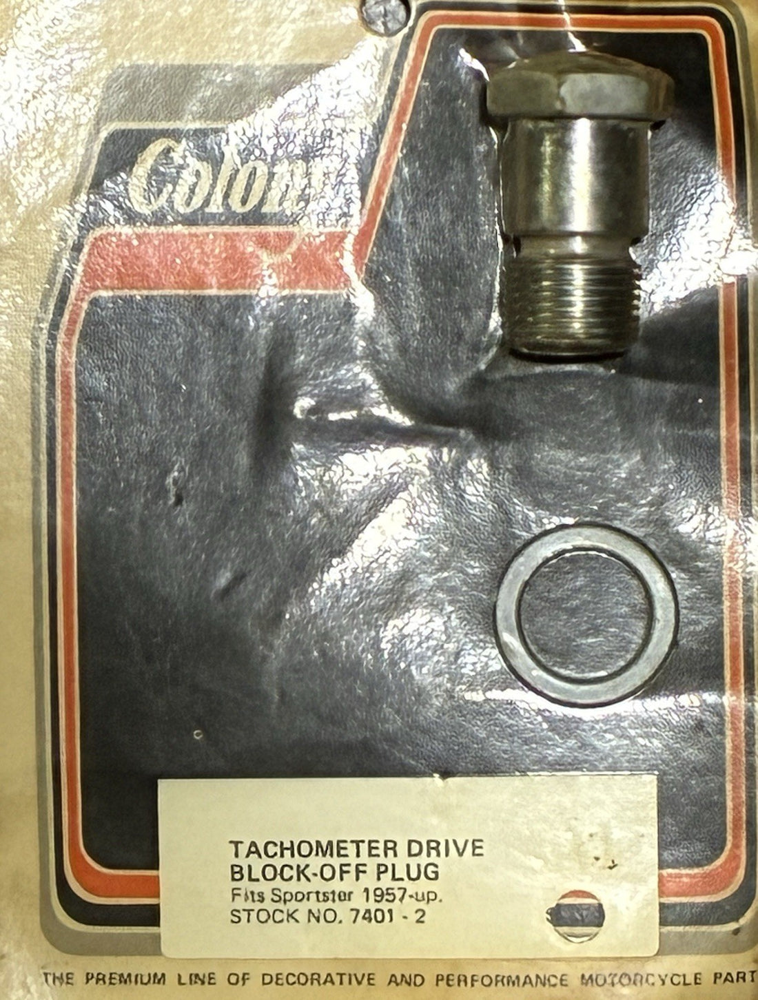 
  
  7401-2 COLONY CHROME TACHOMETER DRIVE BLOCK-OFF PLUG 1971-UP SPORTSTER NOS
  
