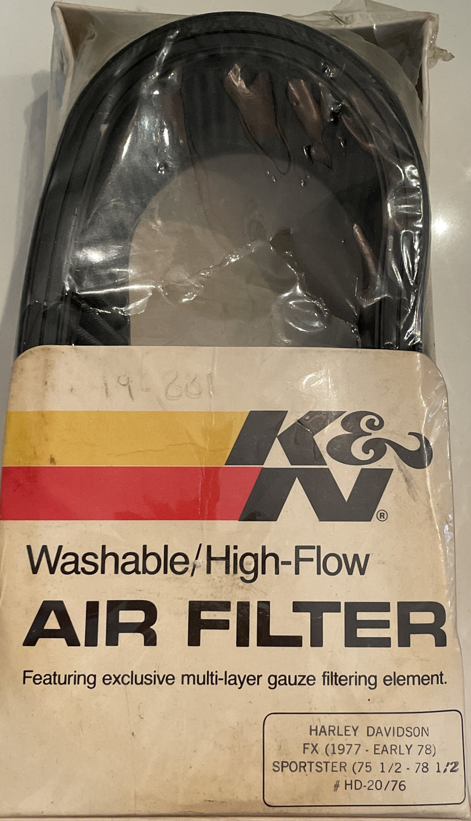
  
  K&N 1977-E78 SPORTSTER XL HARLEY WASHABLE/ HIGH-FLOW AIR FILTER HD-20/76 NOS
  
