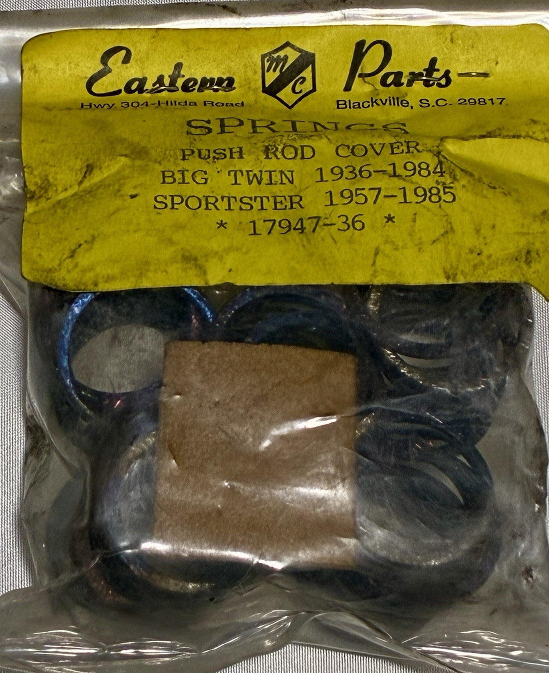 
  
  17947-36 EASTERN PARTS PUSHROD COVER SPRINGS 5 PACK 36-84 BIG TWIN 57-95 XL NOS
  
