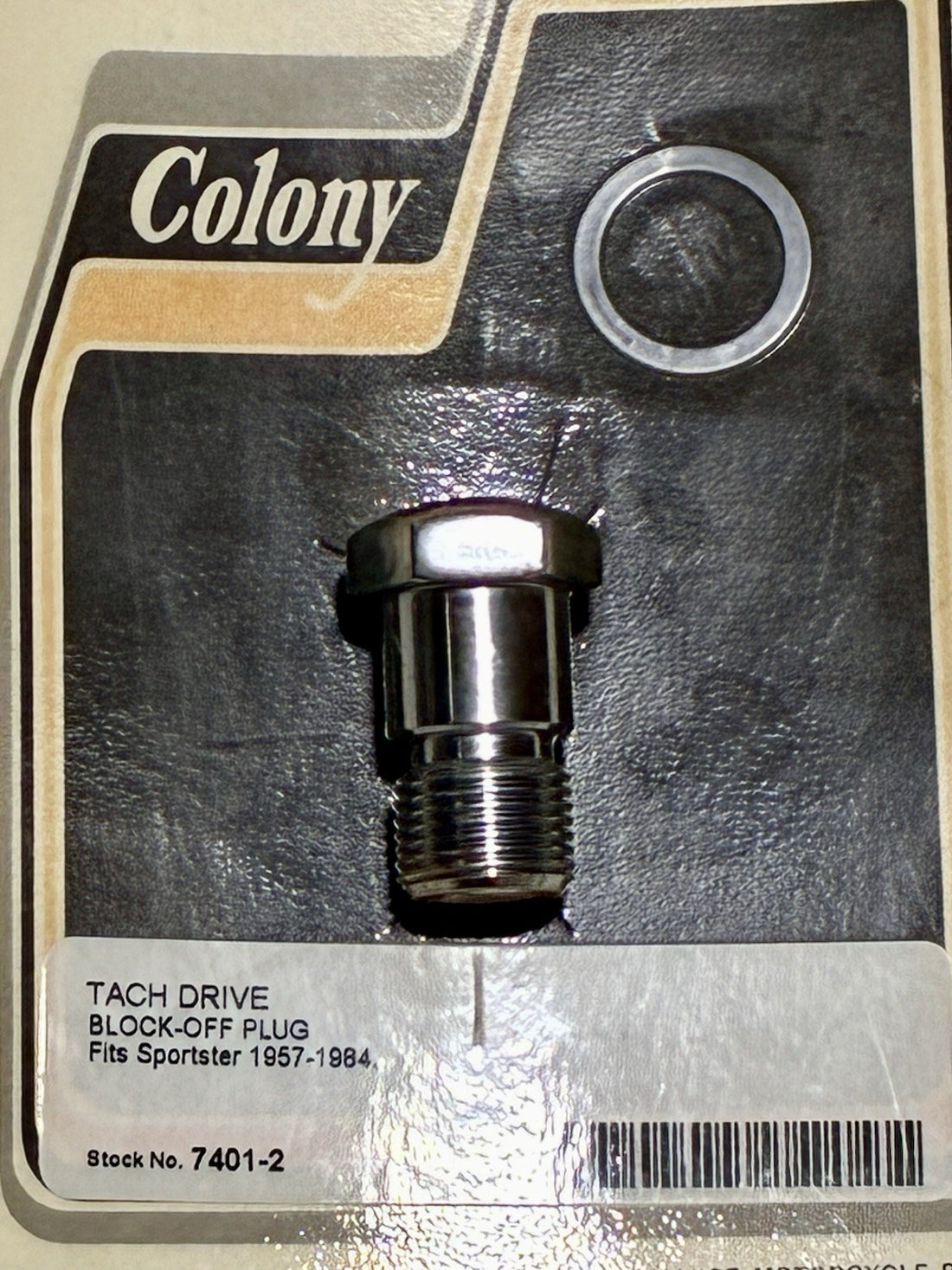 
  
  7401-2 COLONY TACHOMETER DRIVE BLOCKOFF PLUG CHROME 1971-1984 XL SPORTSTER NOS
  
