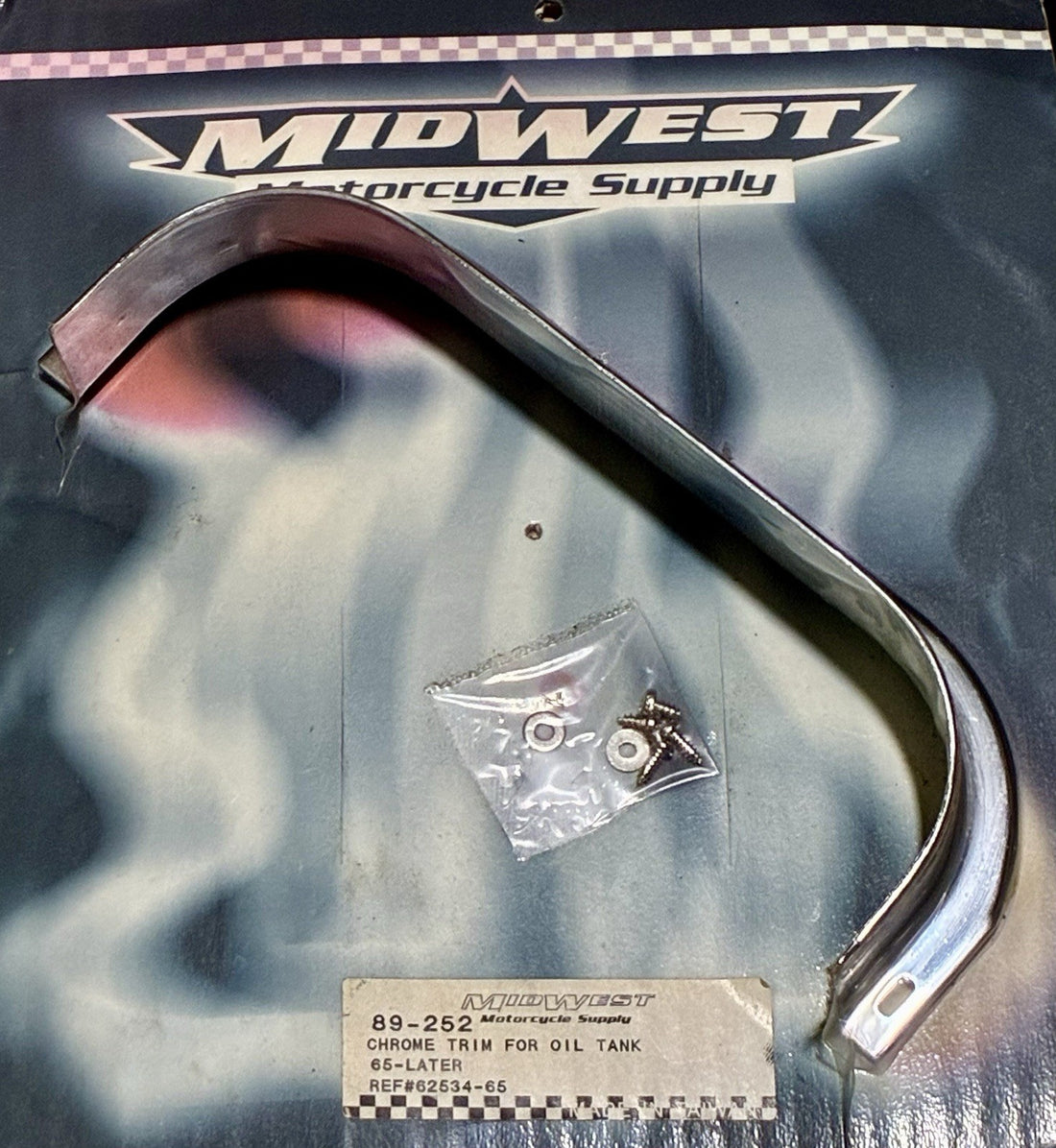 
  
  89-252 MIDWEST CHROME OIL TANK TRIM 65-84 4-SPEED BIG TWIN HARLEY 62534-65 NOS
  
