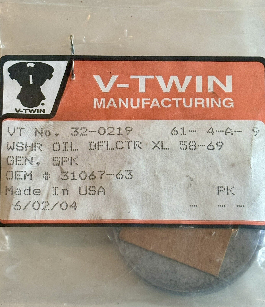 
  
  32-0219 V-TWIN 1958-1969 XL SPORTSTER OIL DEFLECTOR WASHERS HARLEY 31067-63 NOS
  
