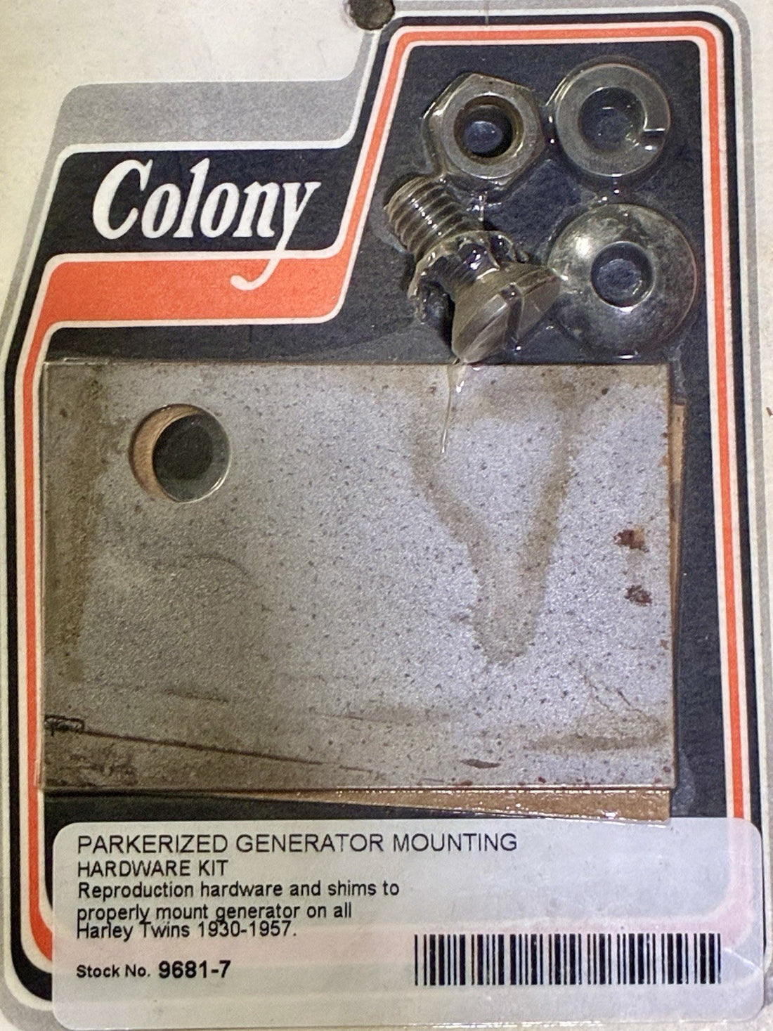 
  
  9681-7 COLONY GENERATOR MOUNT HARDWARE KIT 30-57 BIG TWINS HARLEY 40144-45 NOS
  
