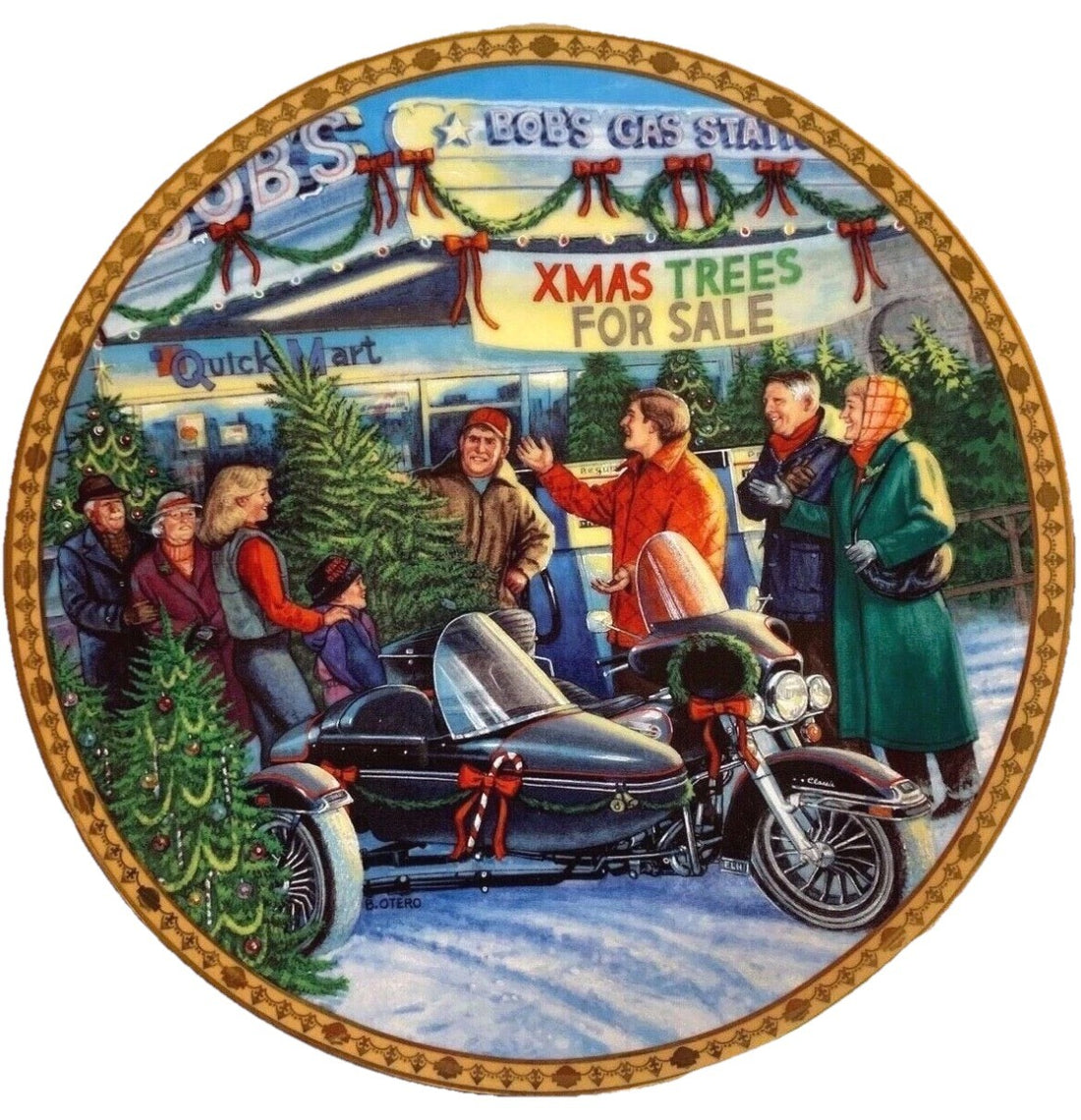 
  
  97918-02Z HARLEY-DAVIDSON BRINGING HOME THE TREE 2001 COLLECTOR HOLIDAY PLATE
  
