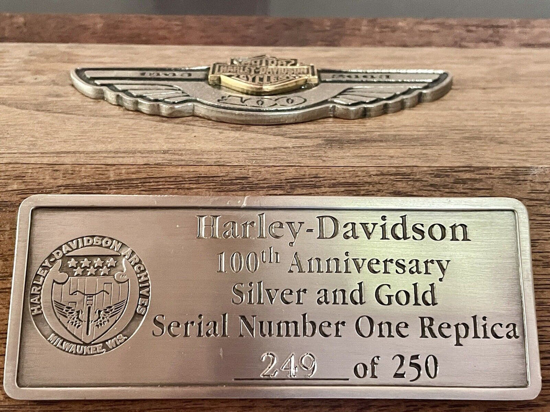 
  
  HARLEY-DAVIDSON 100TH ANNIVERSARY SILVER GOLD SERIAL ONE REPLICA COLLECTIBLE 247
  
